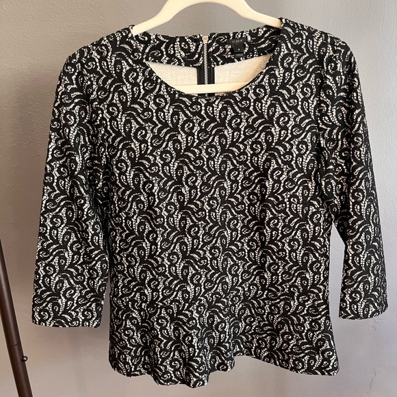 J. Crew Tops - Jcrew black and white lace top
